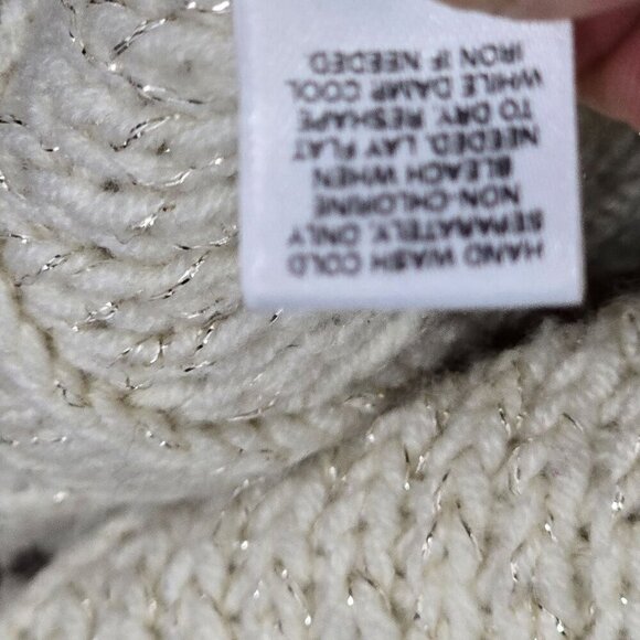 Y2k Cozy Neutral Cream Sparkle Tie Waist Chunky Sweater - Picture 5 of 10